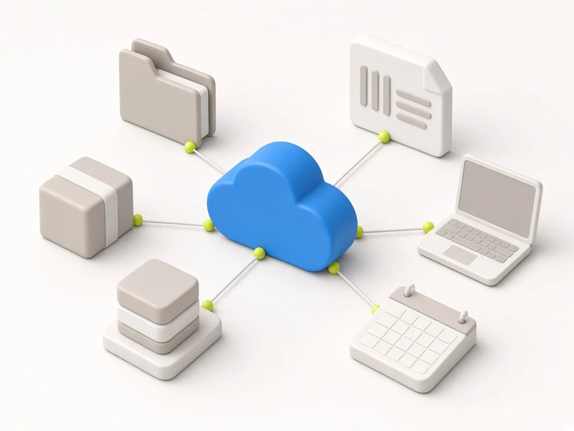 Ilustración conceptual de aplicaciones y documentos en la nube